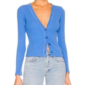 Citizen Of Humanity -  Blue Freja V Neck Ribedd Cardigan Size M